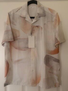 ZARA Men’s Abstract Print Short Sleeve Shirt Size M NWT
